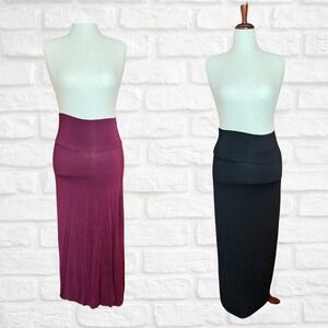 American City Wear Maxi Skirts Large Black & Maroon Soft Stretch Bundle Set of 2